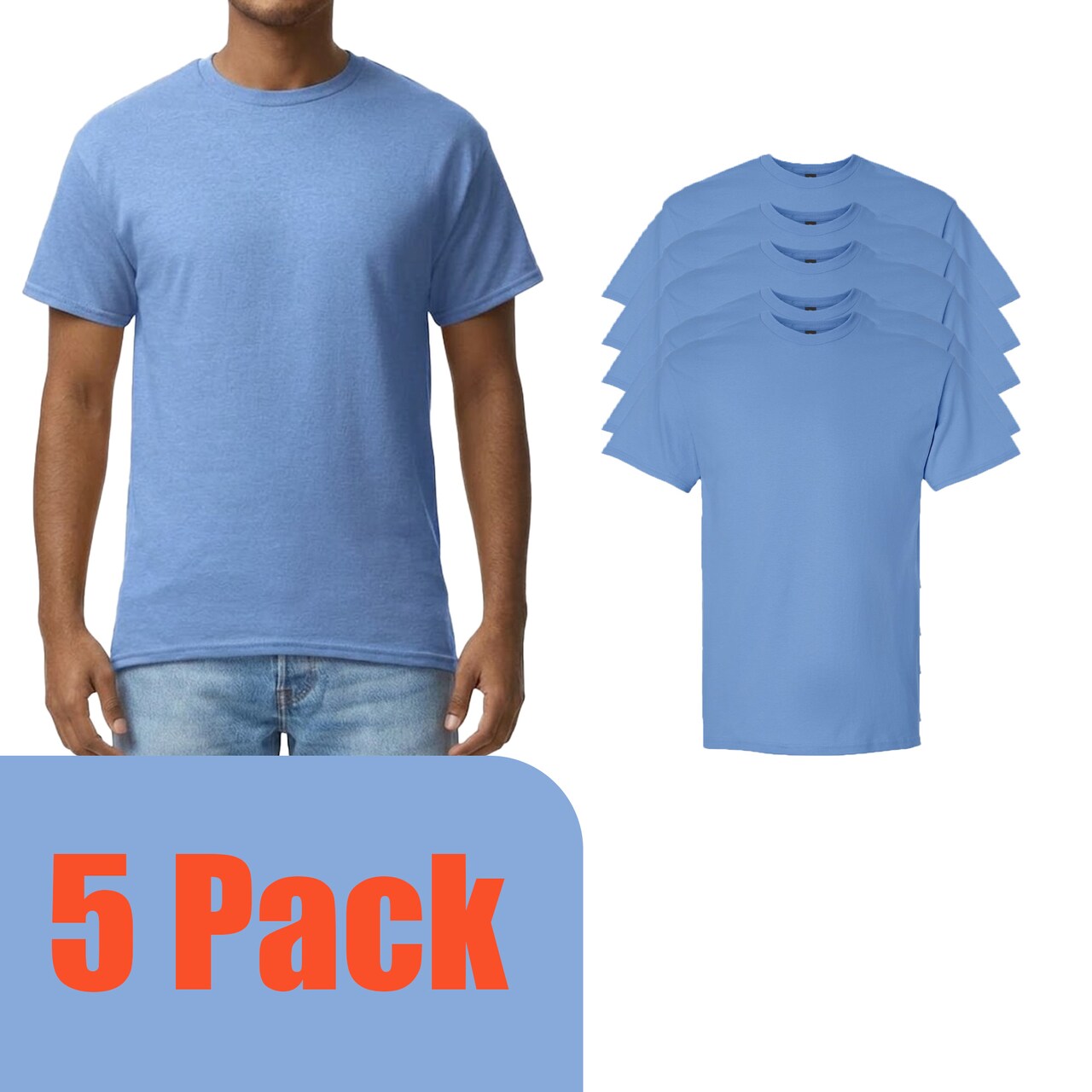 Gildan Adult's Ultra Cotton T-Shirt, Short Sleeve Craft & DIY Carolina Blue Blank Casual Shirt